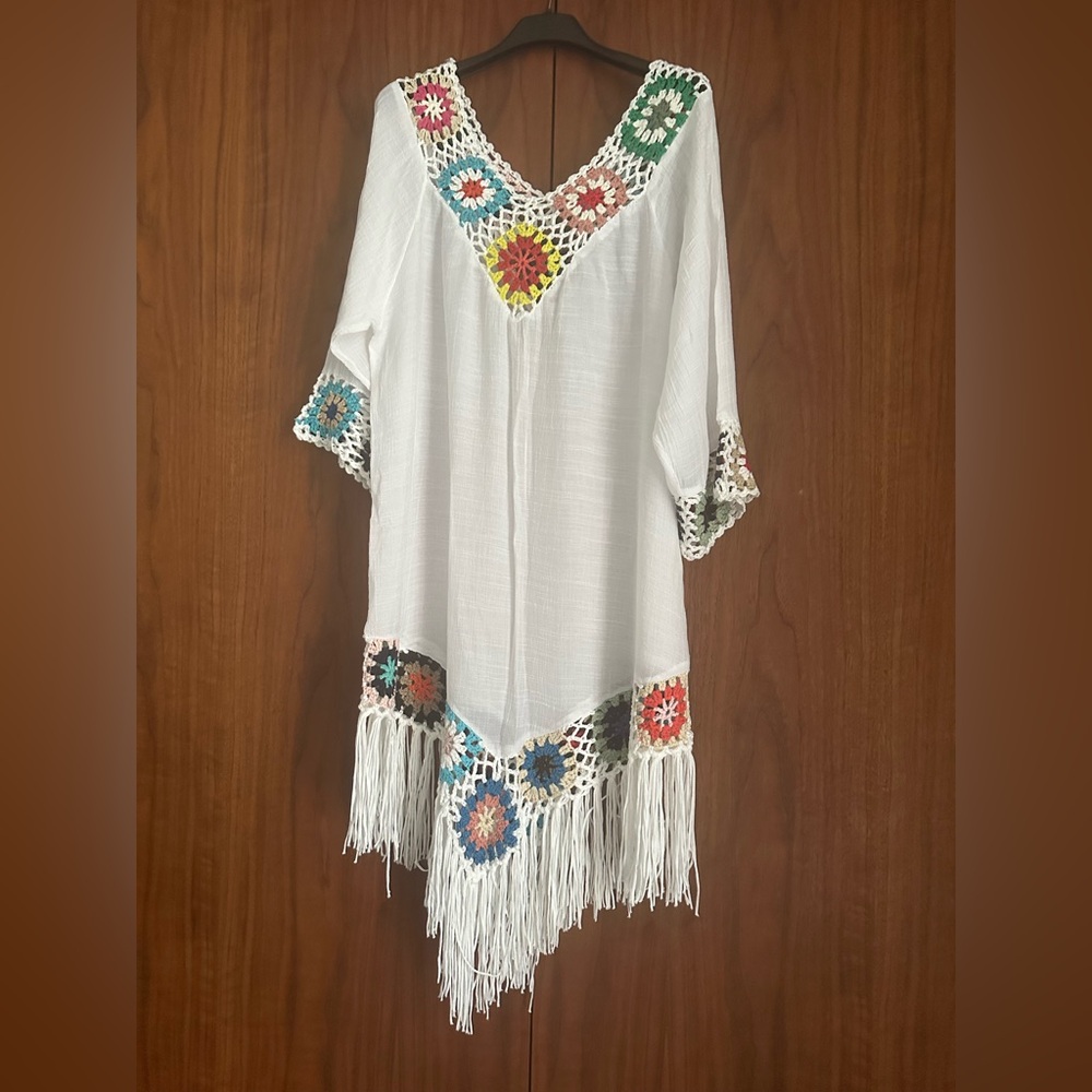White Crochet Detail Women's swimming cover